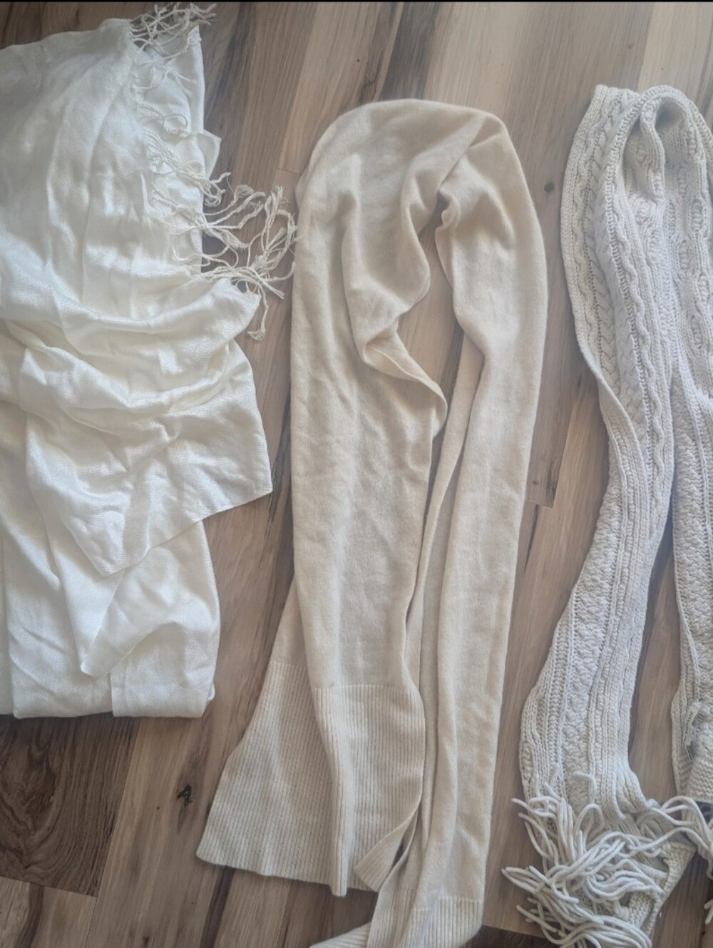 Three Luxury Cream Colored Scarves All New, never used